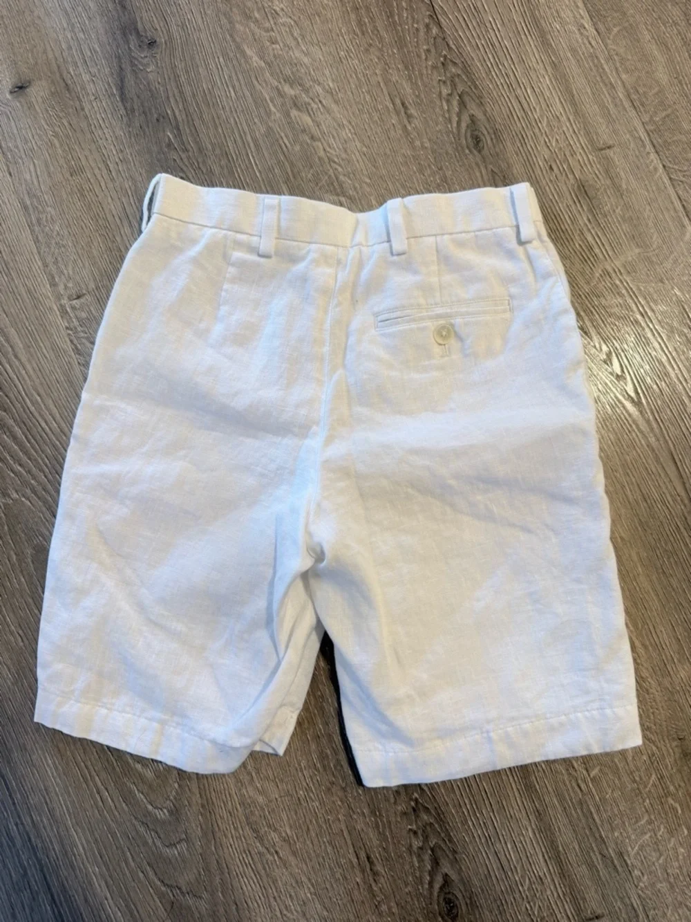 Ralph Lauren White Flat-Front Linen Shorts